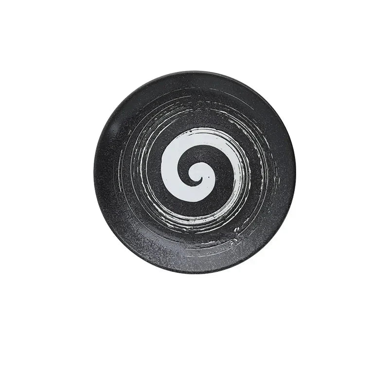 6/8/10" Ceramic Flat Dish Retro Japanese Style Steak Plate Pasta Tray | Bowlift