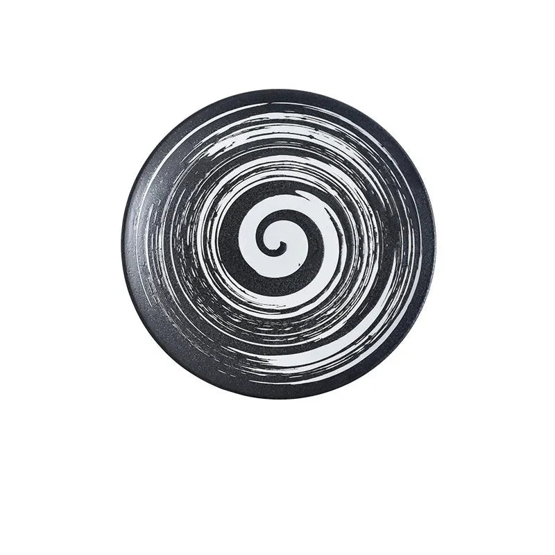 6/8/10" Ceramic Flat Dish Retro Japanese Style Steak Plate Pasta Tray | Bowlift