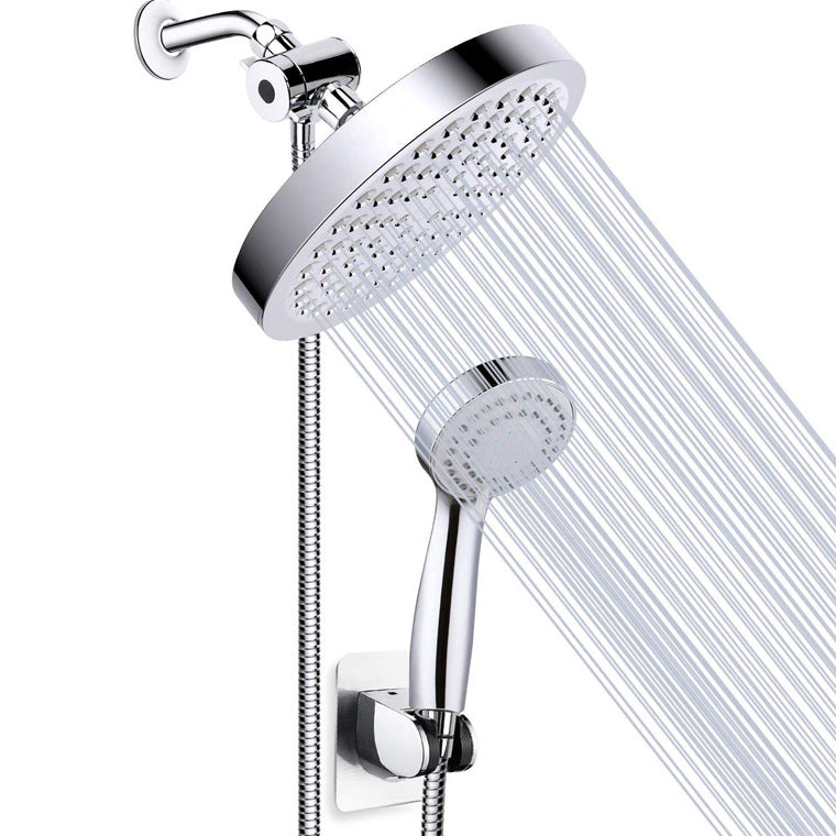 BowLift | Modern Dual Shower Head Square High Arc Shower Head Combination in Silver