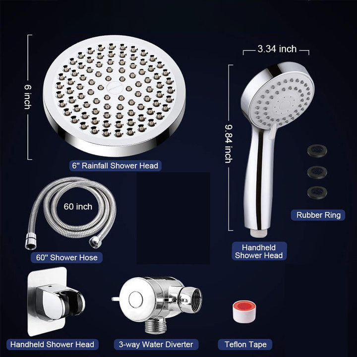 BowLift | Modern Dual Shower Head Square High Arc Shower Head Combination in Silver