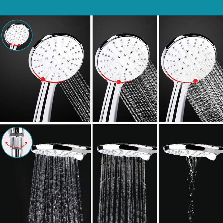 BowLift | Standard Double Shower Set Round Metal Adjustable Spray Pattern Shower Head in Silver