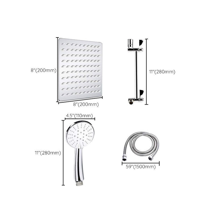 BowLift | Standard Double Shower Set Round Metal Adjustable Spray Pattern Shower Head in Silver