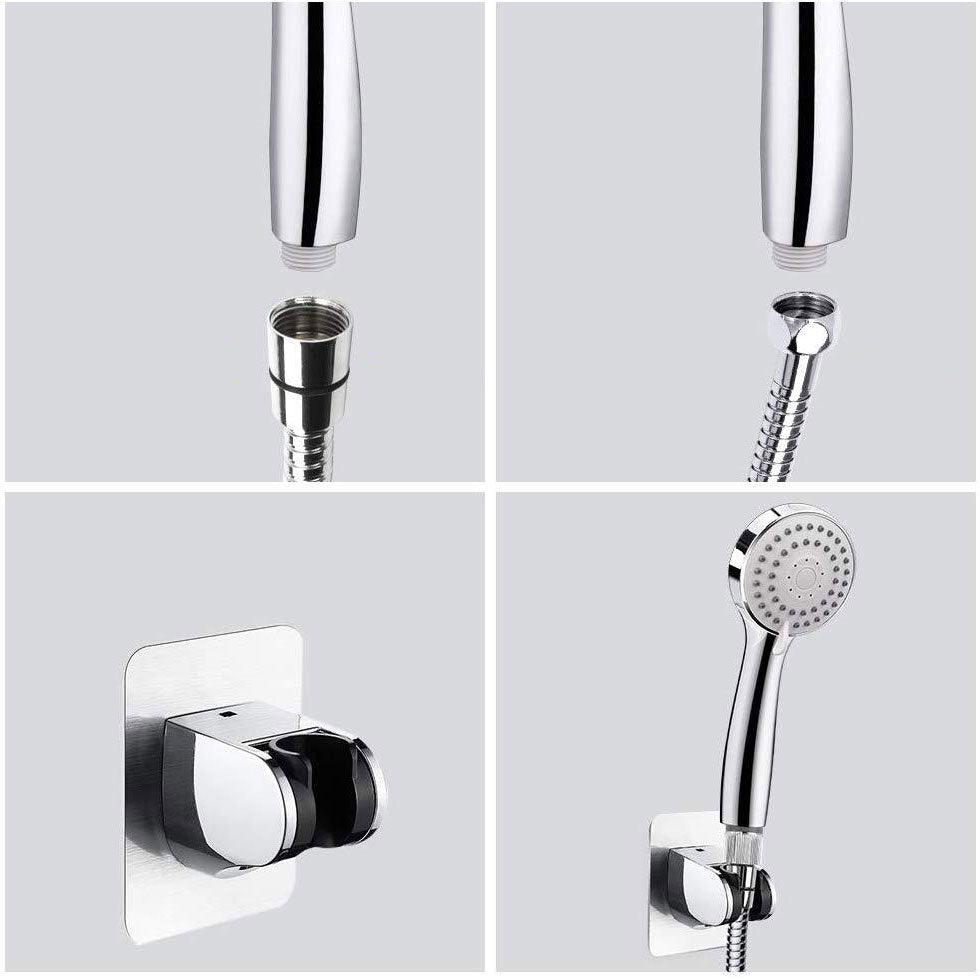 BowLift | Modern Standard Shower Set Double Round Metal Adjustable Spray Pattern Shower Head