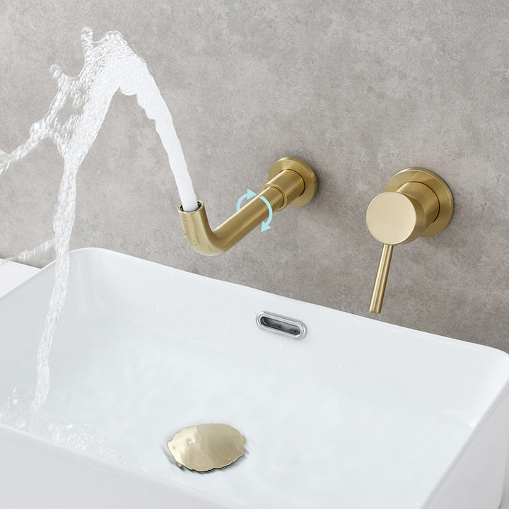 BowLift | Single Hole Wall Mounted Bath Faucet Swivel Spout Basin Faucet