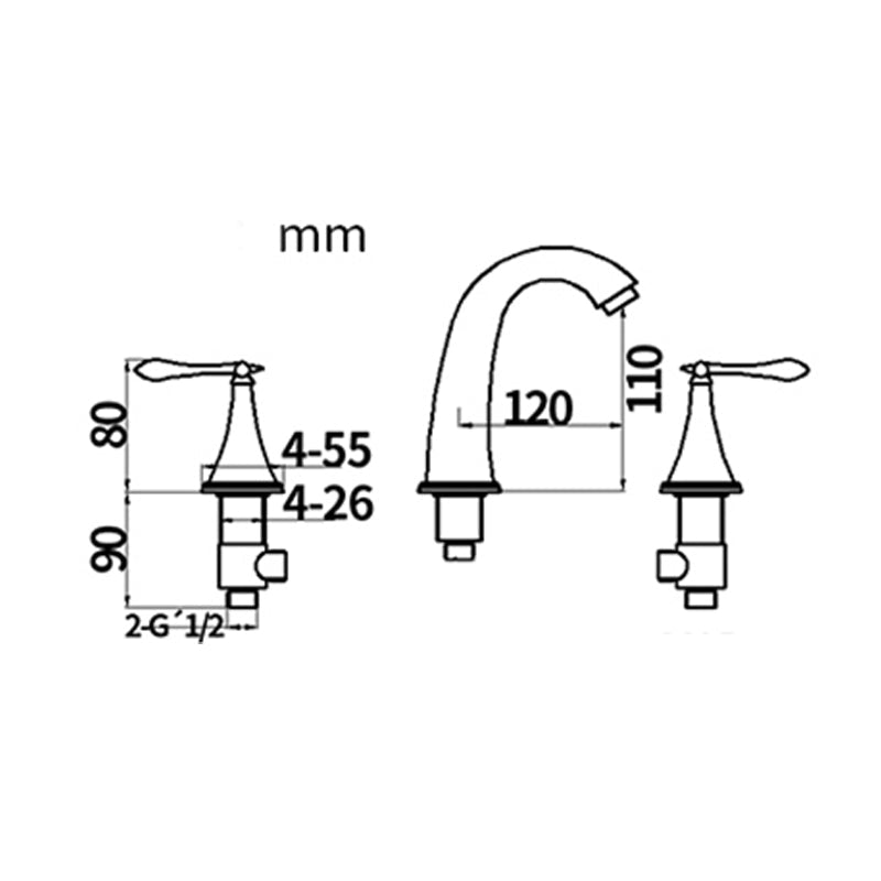 BowLift | Traditional Style Roman Tub Faucet Copper Wall Mounted Roman Tub Faucet