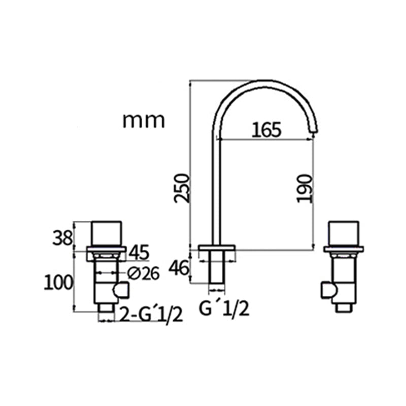 BowLift | Traditional Style Roman Tub Faucet Copper Wall Mounted Roman Tub Faucet