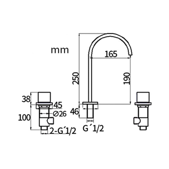 BowLift | Traditional Style Roman Tub Faucet Copper Wall Mounted Roman Tub Faucet