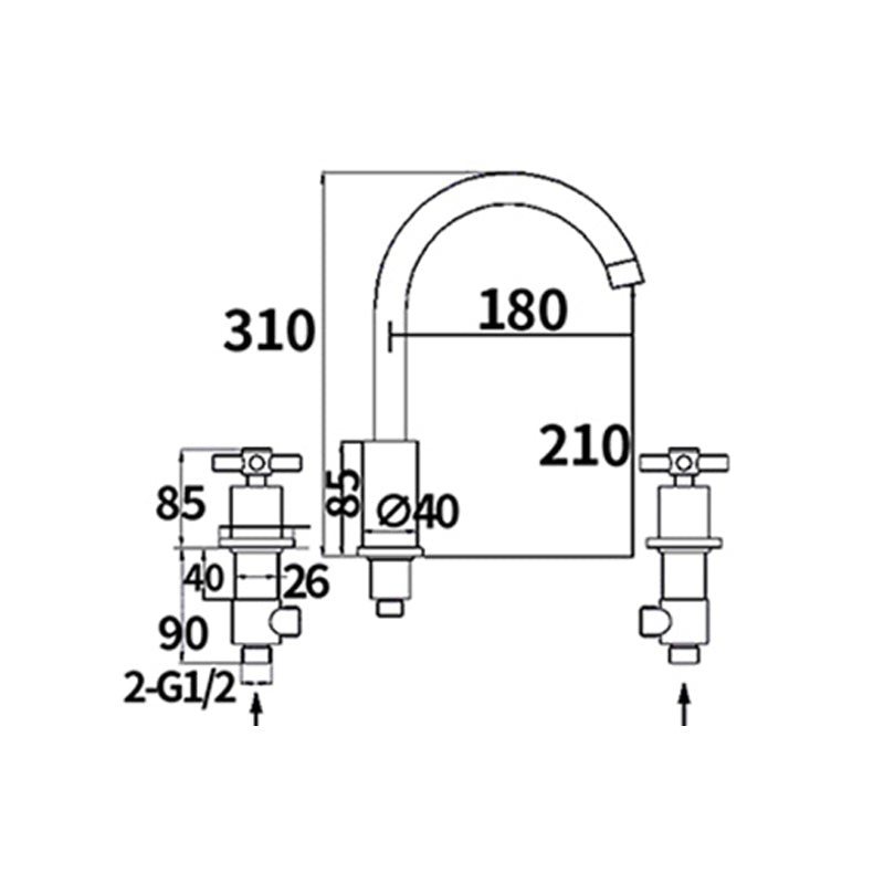 BowLift | Traditional Style Roman Tub Faucet Copper Wall Mounted Roman Tub Faucet