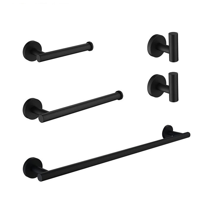 BowLift | Matt Black Bathroom Accessory Set Stainless Steel Towel Bar/Paper Holder/Bath Towel Hook