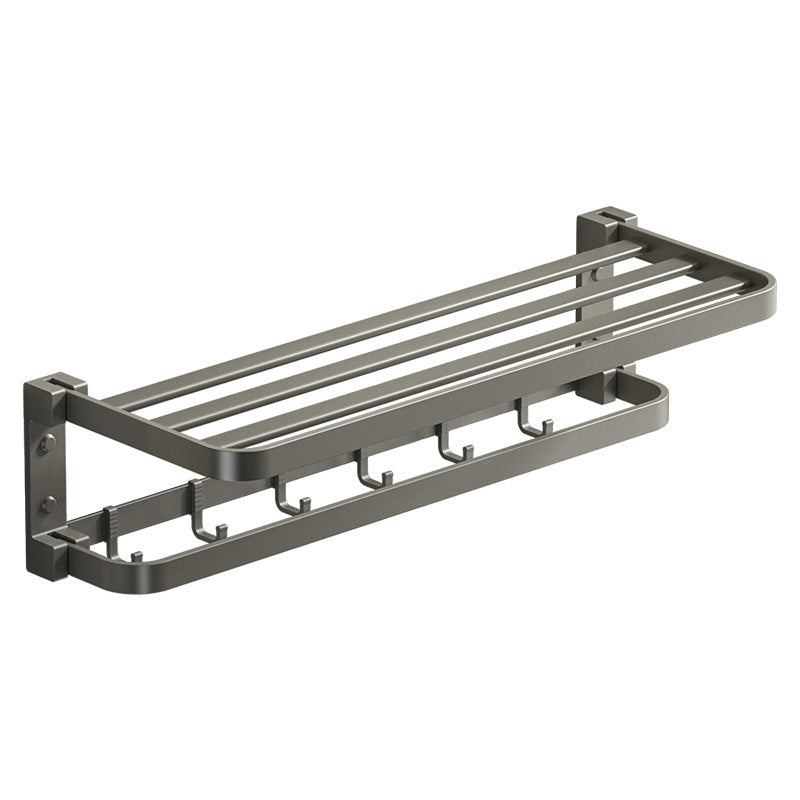 BowLift | Modern Gray Bathroom Accessories Set Aluminum Stainless Steel Bathroom Shelf/Towel Hooks/Towel Bar