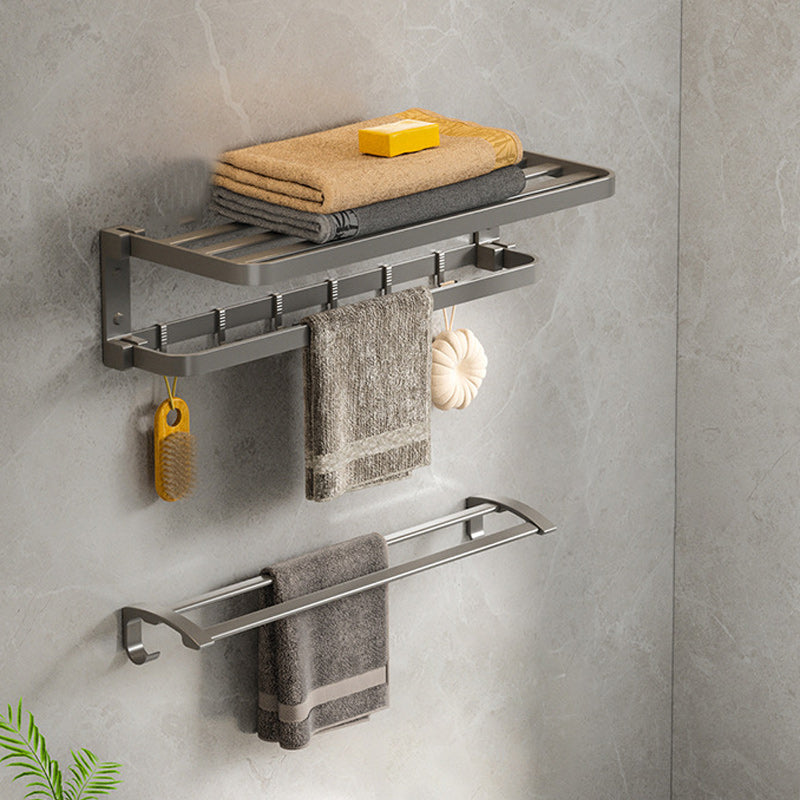 BowLift | Modern Gray Bathroom Accessories Set Aluminum Stainless Steel Bathroom Shelf/Towel Hooks/Towel Bar