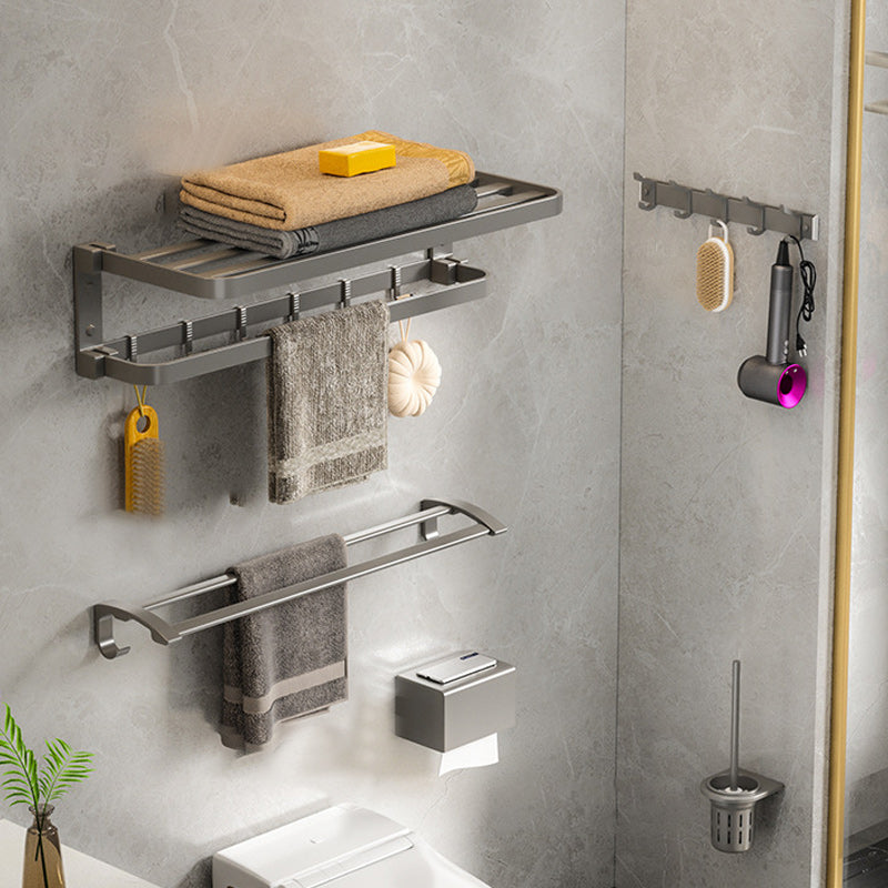 BowLift | Modern Gray Bathroom Accessories Set Aluminum Stainless Steel Bathroom Shelf/Towel Hooks/Towel Bar