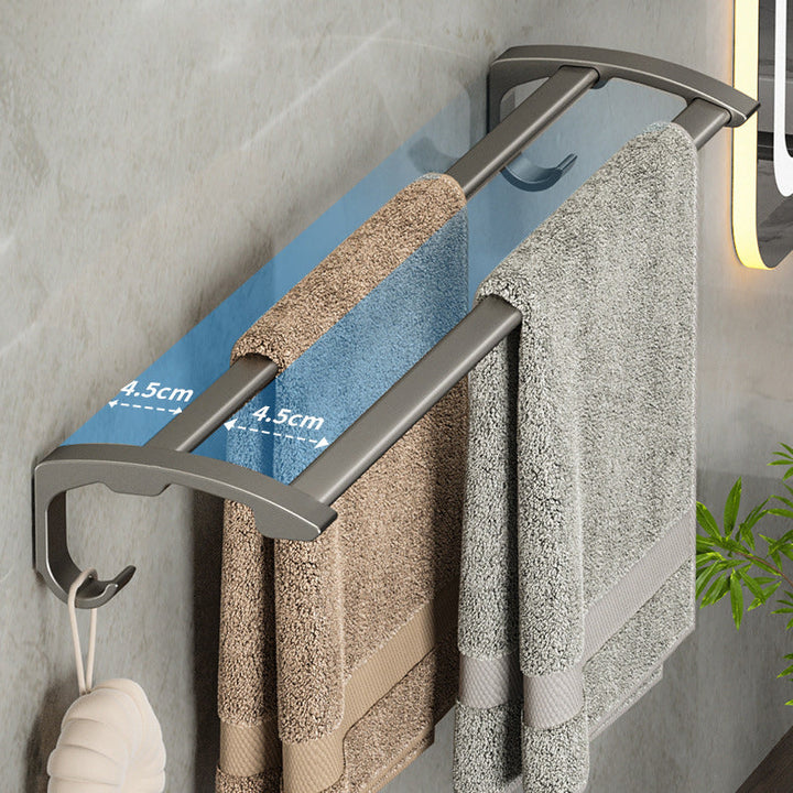 BowLift | Modern Gray Bathroom Accessories Set Aluminum Stainless Steel Bathroom Shelf/Towel Hooks/Towel Bar