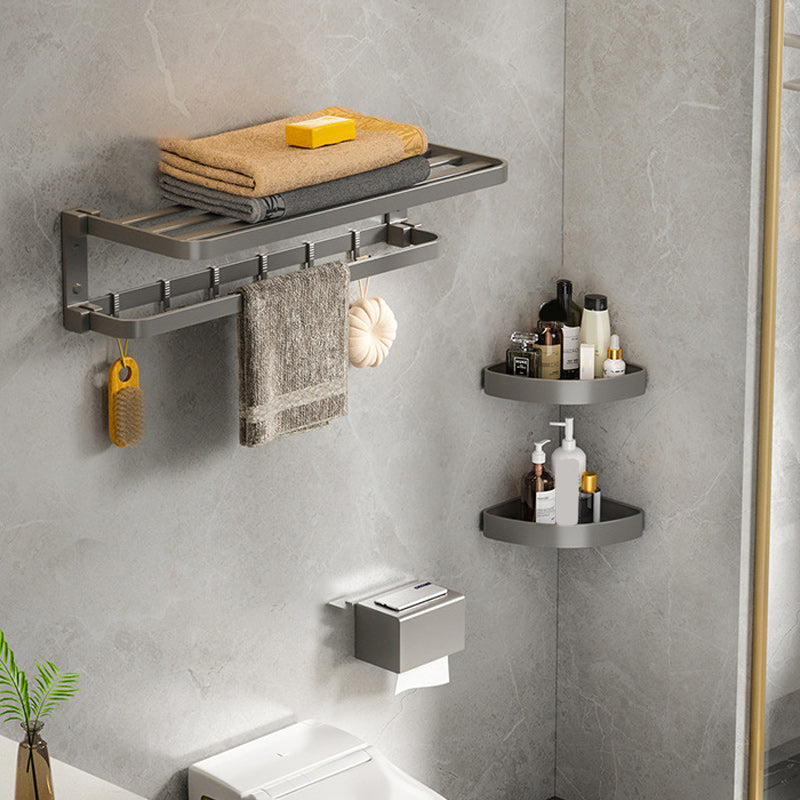 BowLift | Modern Gray Bathroom Accessories Set Aluminum Stainless Steel Bathroom Shelf/Towel Hooks/Towel Bar