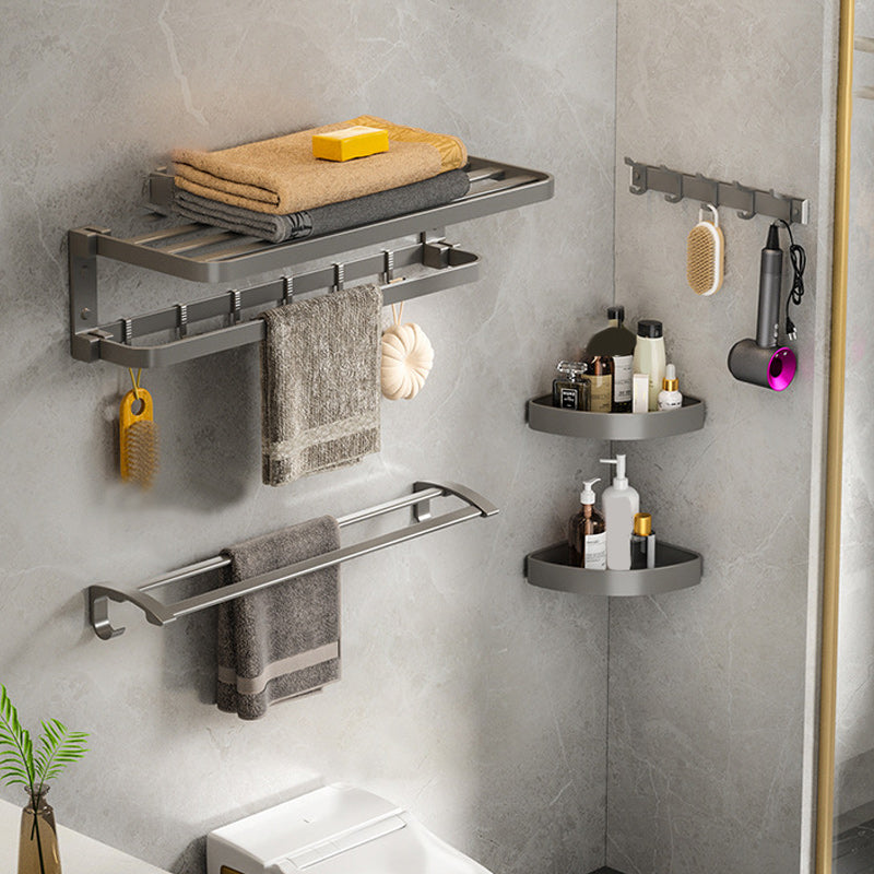 BowLift | Modern Gray Bathroom Accessories Set Aluminum Stainless Steel Bathroom Shelf/Towel Hooks/Towel Bar
