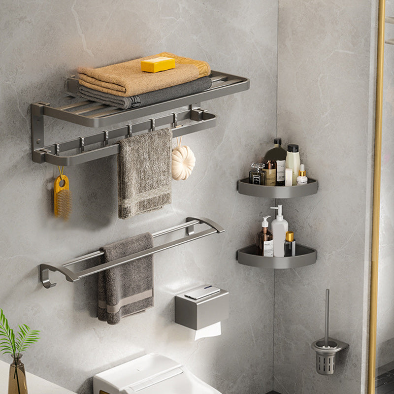 BowLift | Modern Gray Bathroom Accessories Set Aluminum Stainless Steel Bathroom Shelf/Towel Hooks/Towel Bar
