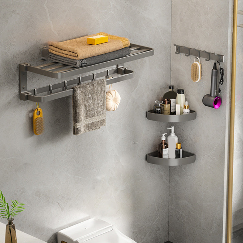 BowLift | Modern Gray Bathroom Accessories Set Aluminum Stainless Steel Bathroom Shelf/Towel Hooks/Towel Bar