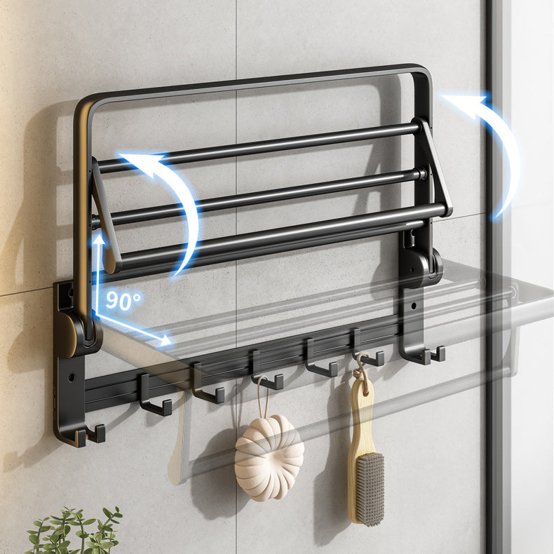 BowLift | Contemporary Bathroom Accessory Set Matte Black Bathroom Set with Bathrobe Hooks/Towel Bar