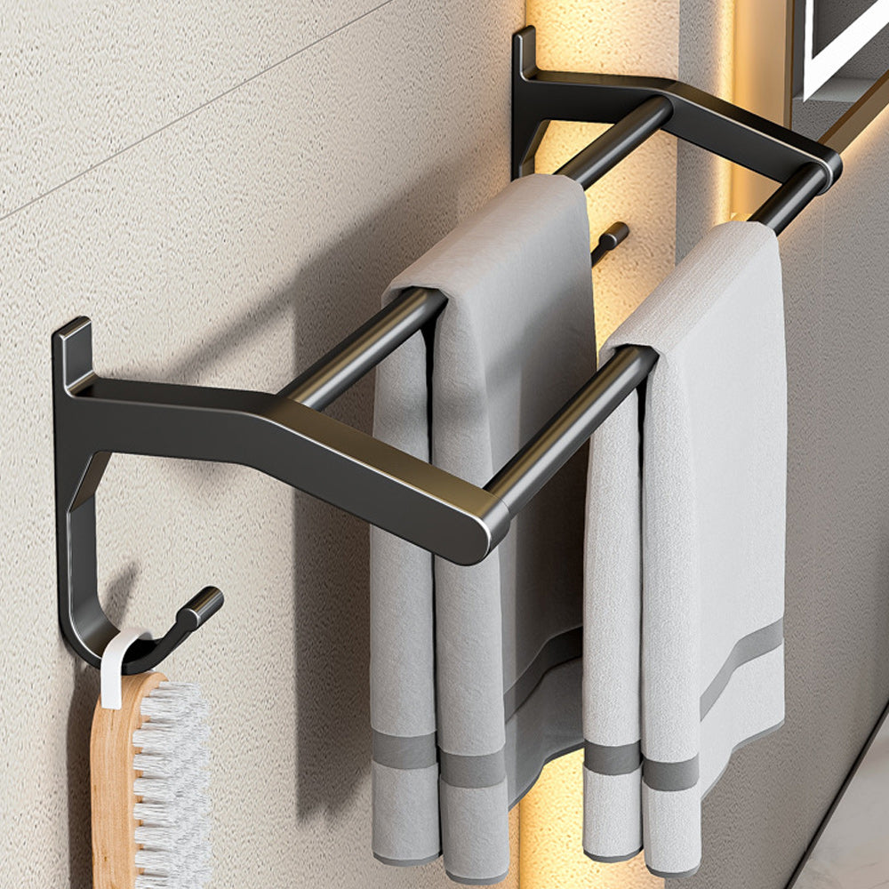 BowLift | Contemporary Bathroom Accessory Set Matte Black Bathroom Set with Bathrobe Hooks/Towel Bar