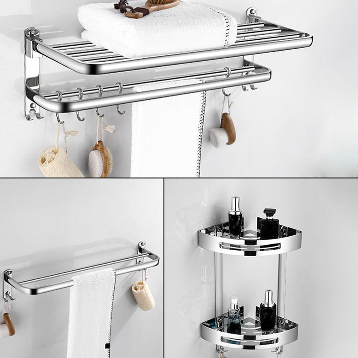 BowLift | Modern Bathroom Set with Bathroom Shelf/Towel Bar Polished Chrome Bathroom Accessory Set