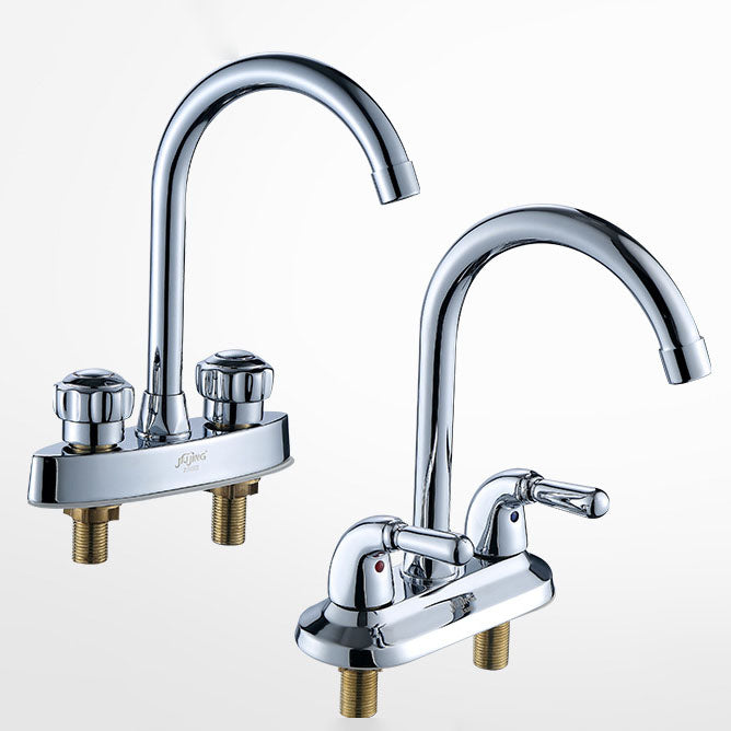 BowLift | Three-Hole Centerset Bathroom Sink Faucet Contemporary Brass Faucet
