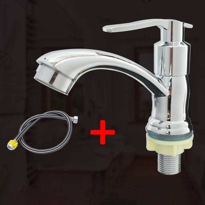 BowLift | Modern bathroom faucet chrome knob handle with water hose sink faucet