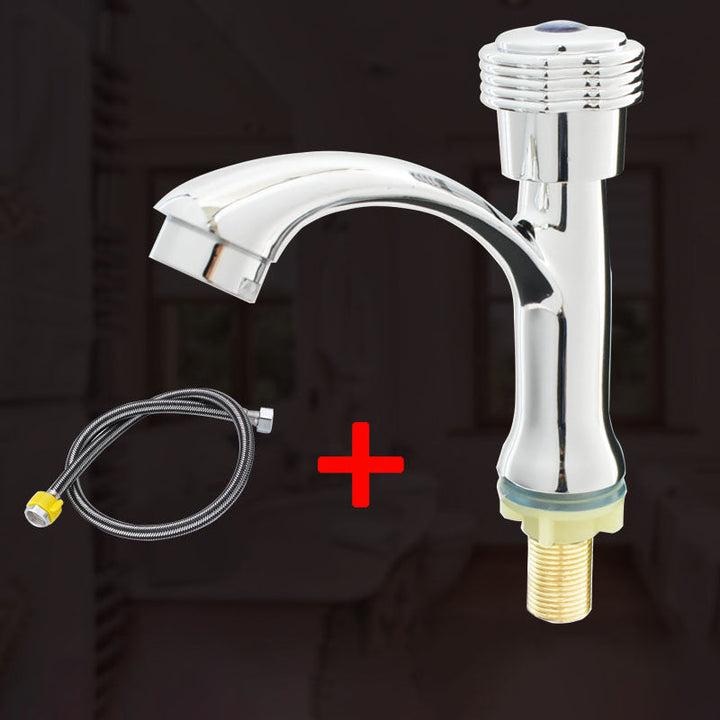 BowLift | Modern bathroom faucet chrome knob handle with water hose sink faucet