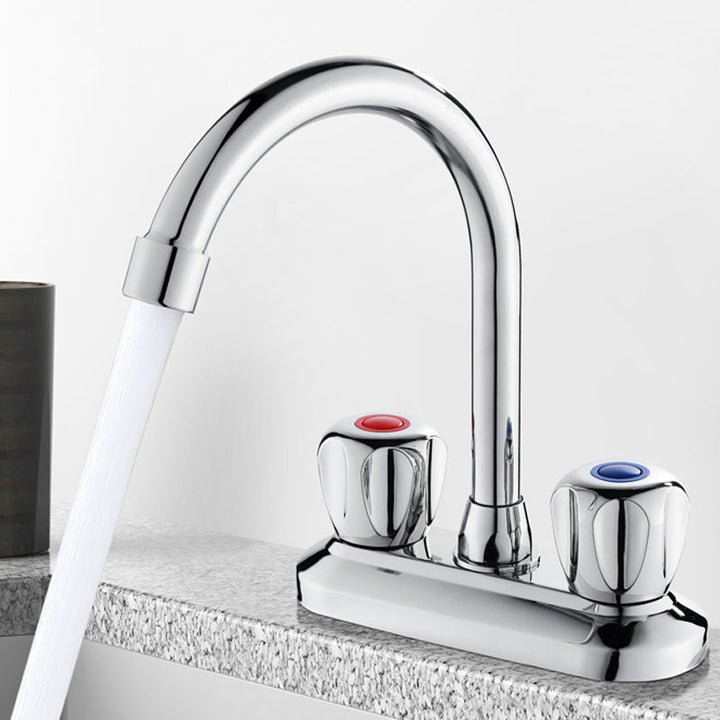 BowLift | Modern Center Set Mixer Tap Chrome 2 Knob Handles Swivel Spout Basin Mixer Tap