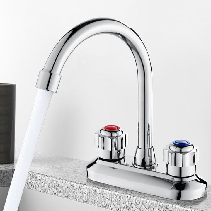 BowLift | Modern Center Set Mixer Tap Chrome 2 Knob Handles Swivel Spout Basin Mixer Tap