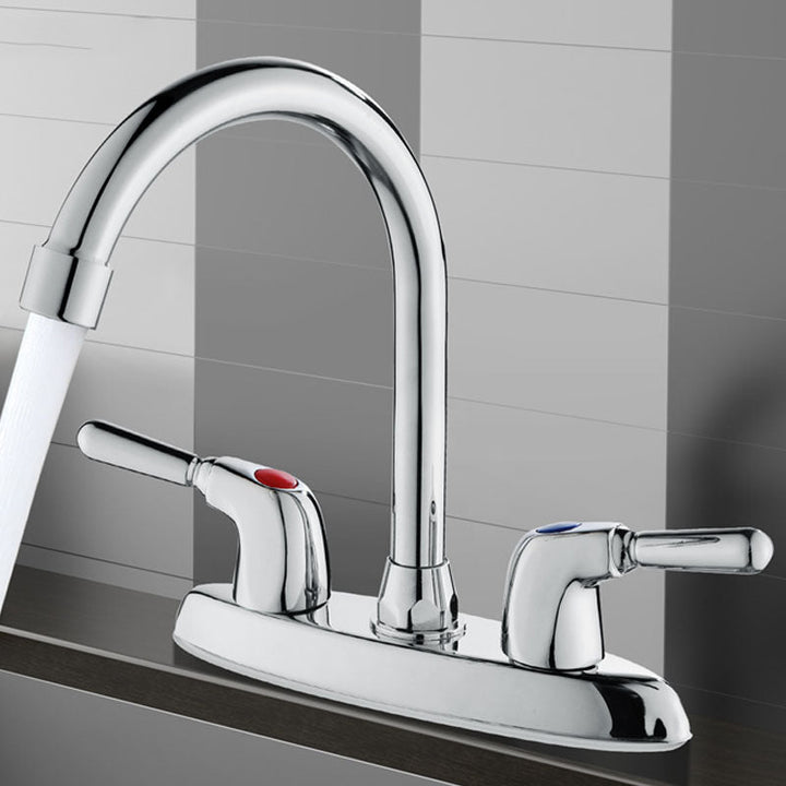 BowLift | Modern Center Set Mixer Tap Chrome 2 Knob Handles Swivel Spout Basin Mixer Tap