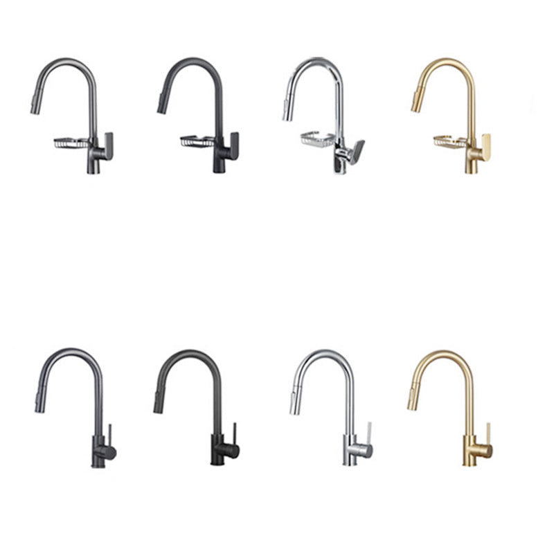 BowLift | Goose Neck Kitchen Sink Faucet Three-Way Flow with Pull-Down Spray Head