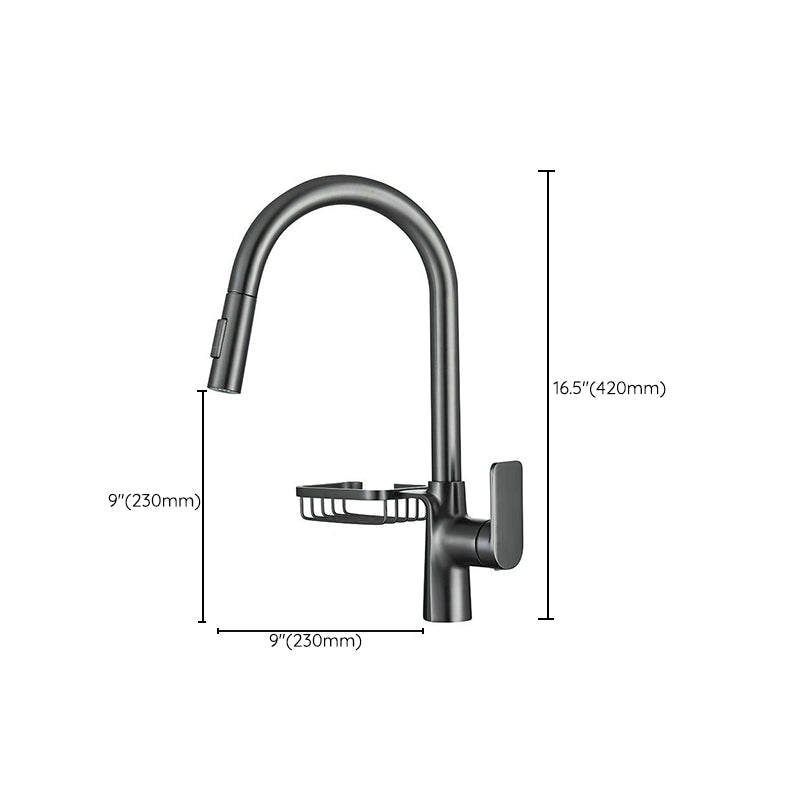 BowLift | Goose Neck Kitchen Sink Faucet Three-Way Flow with Pull-Down Spray Head