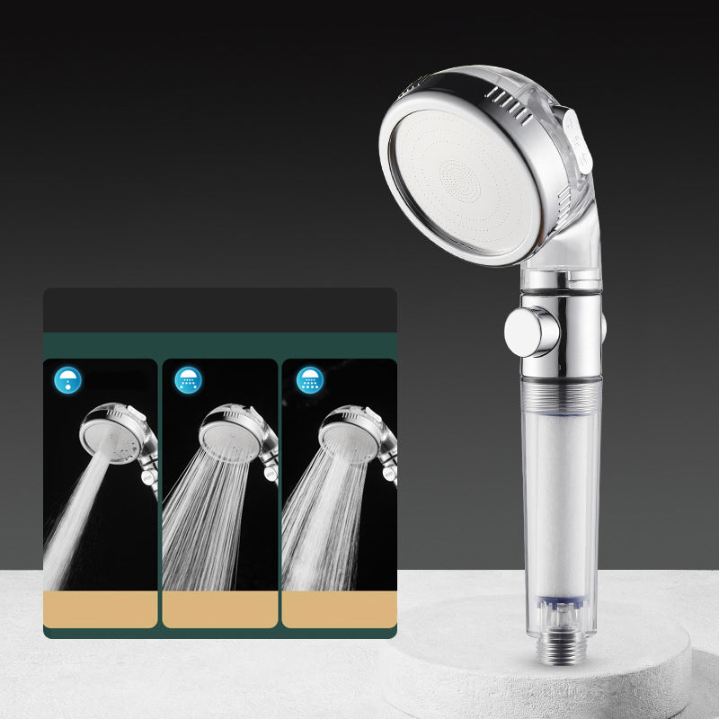 BowLift | Modern Handheld Shower Head Round Filter Ball Spray Head in Silver