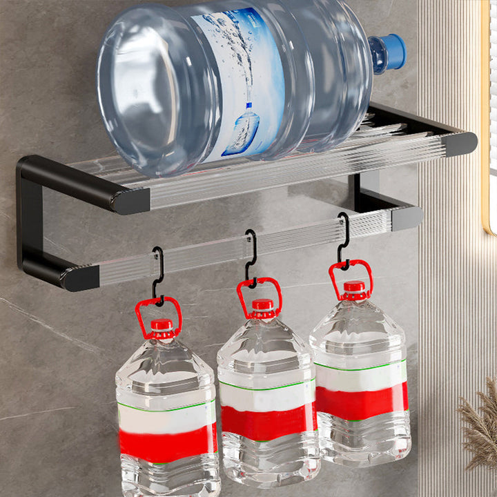 BowLift | Mattes Black Bathroom Hardware Set Metal & Acrylic Bathroom Shelf/Towel Holder/Bathrobe Hook