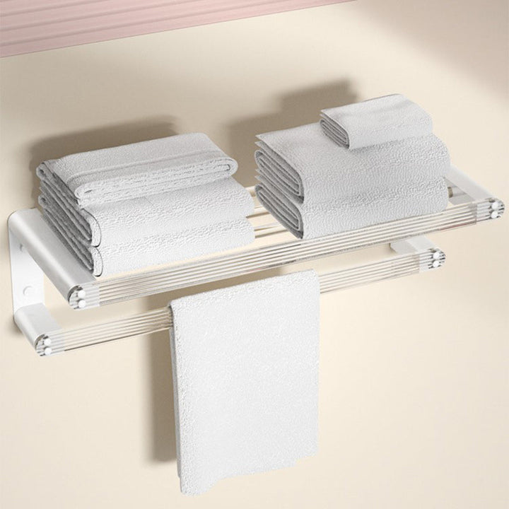 BowLift | White & clear acrylic bathroom accessory set with towel holder/paper holder/robe hooks