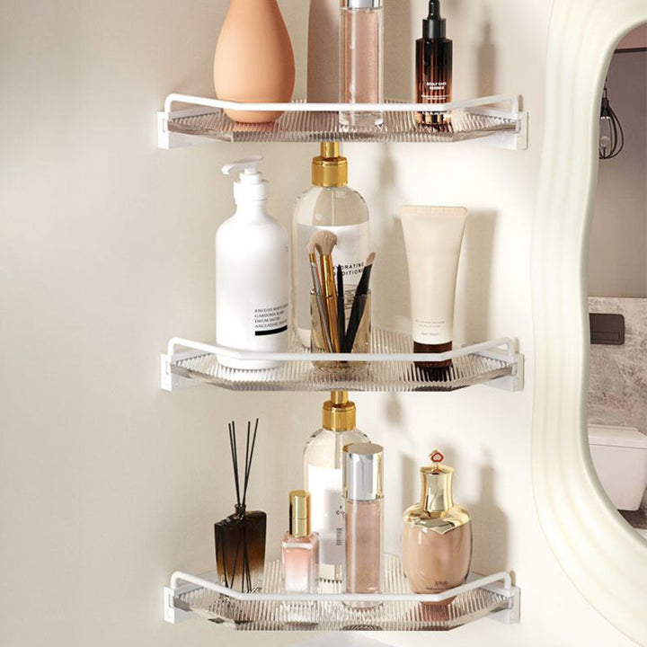 BowLift | White & clear acrylic bathroom accessory set with towel holder/paper holder/robe hooks