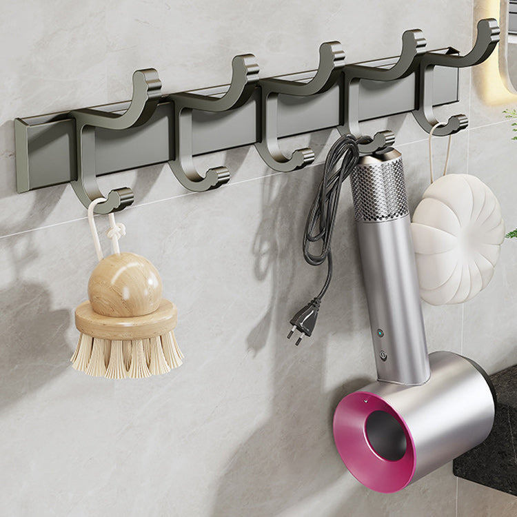 BowLift | Modern gray bathroom hardware set with bath shelf/towel holder/robe hook/toilet paper holder