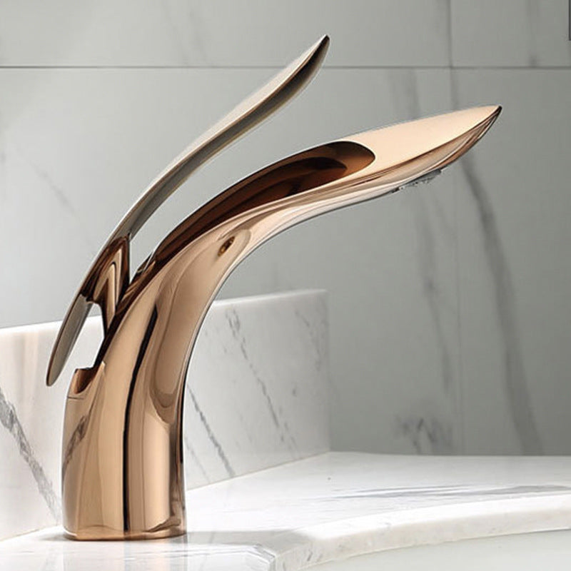 BowLift | Brass 1-Hole Basin Mixer Tap Lever Handle Sink Faucet Round Modern Faucet for Bathroom