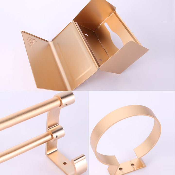 BowLift | 6-piece modern bathroom hardware set made of aluminum with towel holder/paper holder