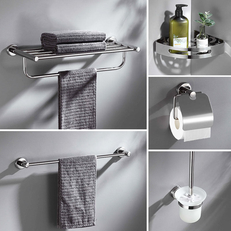 BowLift | Polished Chrome 5-piece modern bathroom accessory set with bathroom shelf