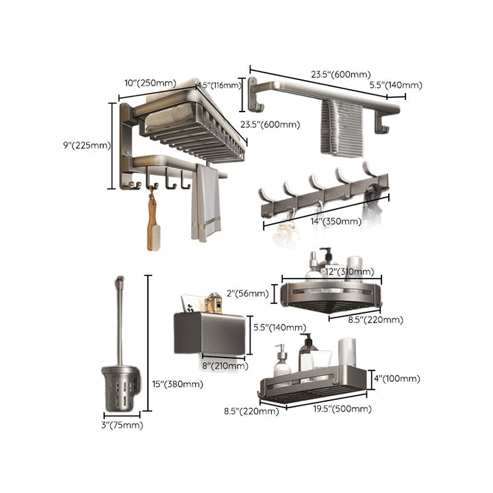BowLift | Modern Bathroom Accessory Set Gray Bathroom Shelf Paper Holder Bathroom Accessory Kit