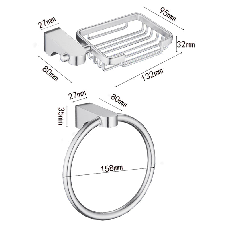 BowLift | 6-piece Chrome Bathroom Accessory as Individual Piece or as Set with Towel Ring Bar