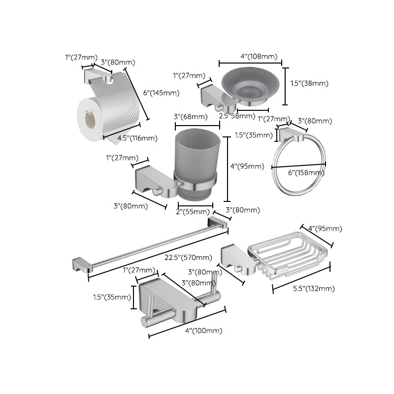 BowLift | 6-piece Chrome Bathroom Accessory as Individual Piece or as Set with Towel Ring Bar