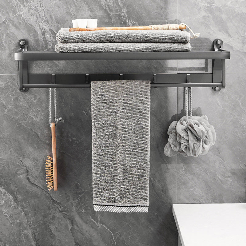 BowLift | Gray 6/7-piece modern bathroom accessory set bathroom shelf/bath towel hooks/towel bar included