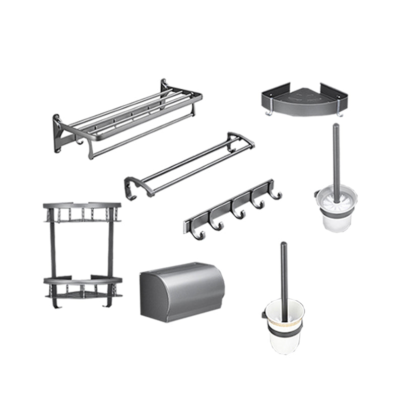 BowLift | Gray 6/7-piece modern bathroom accessory set bathroom shelf/bath towel hooks/towel bar included