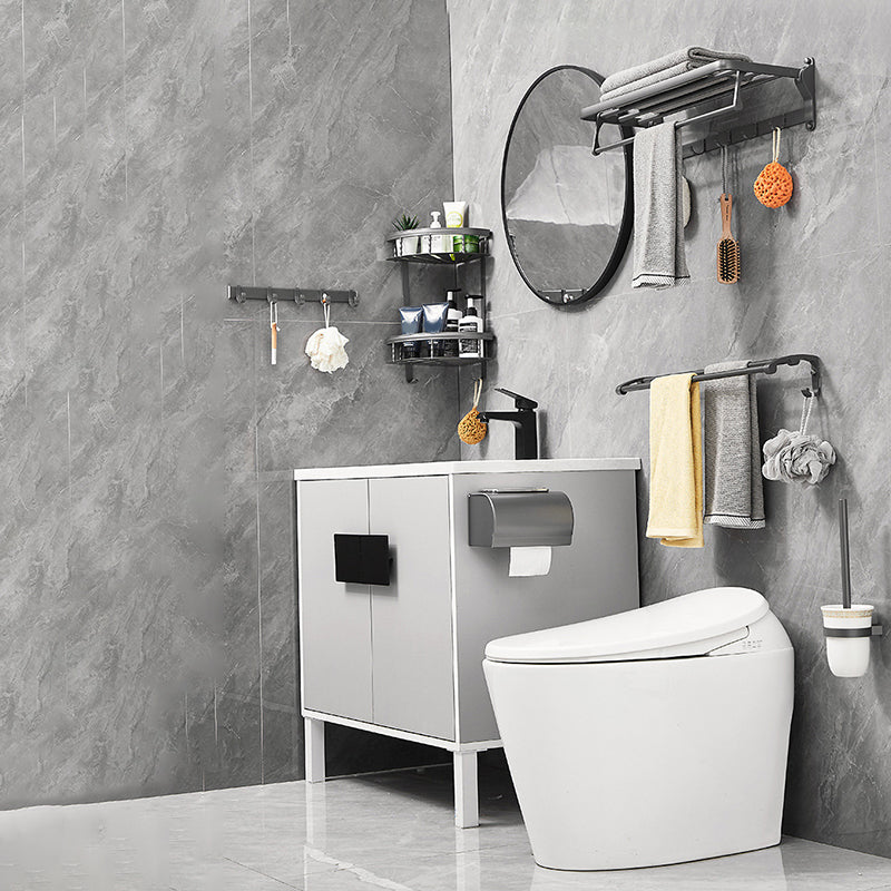 BowLift | Gray 6/7-piece modern bathroom accessory set bathroom shelf/bath towel hooks/towel bar included