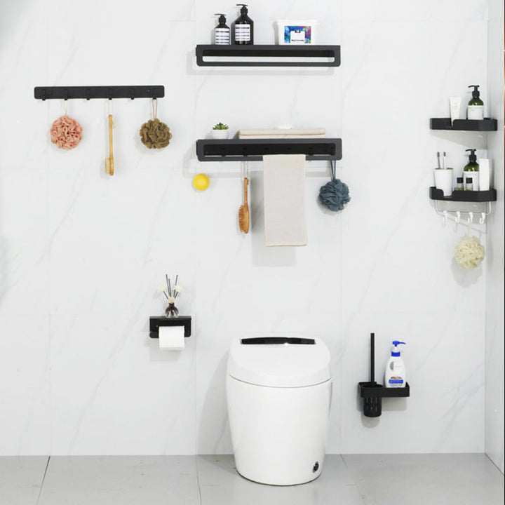 BowLift | 7-piece Bathroom Hardware Set Matte Black/Grey with Bath Shelf/Towel Holder/Bath Towel Hook