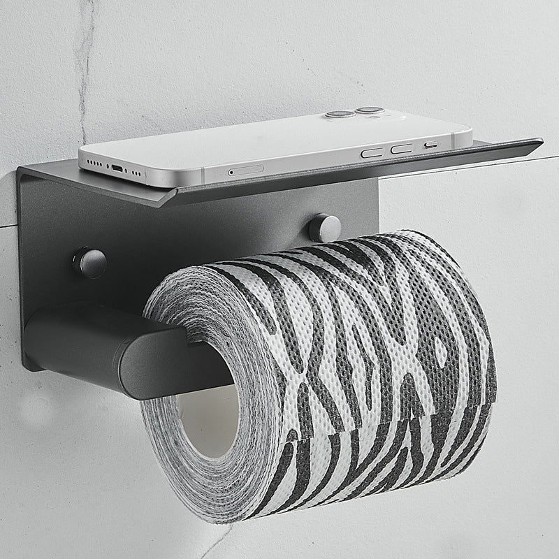 BowLift | 7-piece bathroom hardware set matte black/gray with bath shelf/towel holder/bath towel hooks