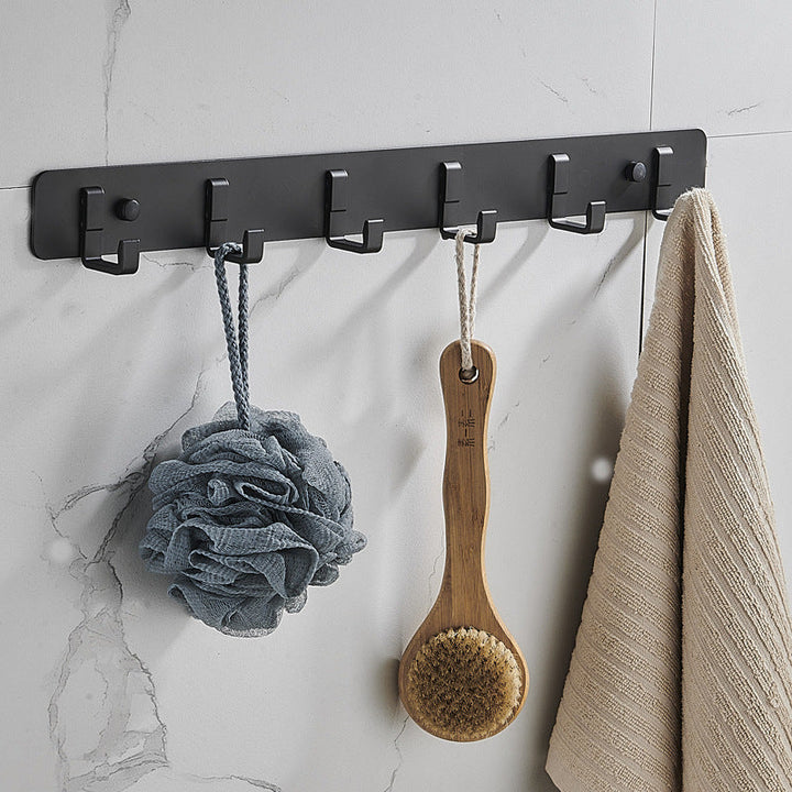BowLift | 7-piece bathroom hardware set matte black/gray with bath shelf/towel holder/bath towel hooks
