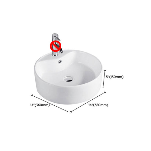 BowLift | Contemporary Sink Porcelain Water Trough with Round Shape (Faucets Not Included)